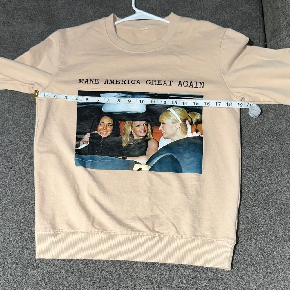 Large “make America great again” Tan Graphic Women's Sweater - Picture 7 of 9